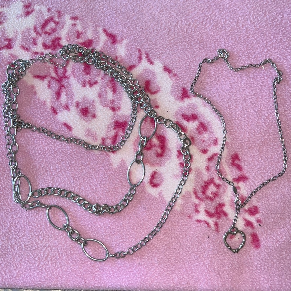 2 silver stylish necklace combo.